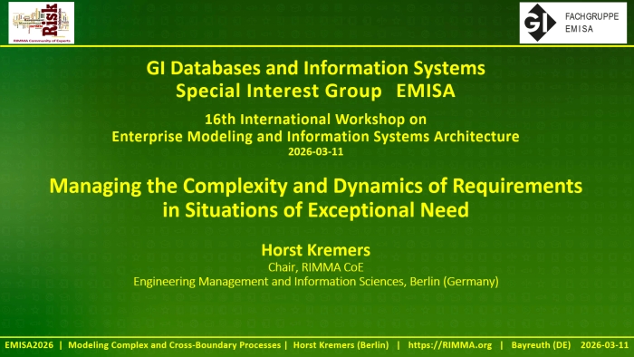 EMISA Conference 2026 -- Managing Complexity